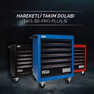 Brio Hareketli Tekerlekli Takım Dolabı Takım Arabası 6 Çekmeceli Kilitli Pro Plus 248 Parça Mavi Dolu