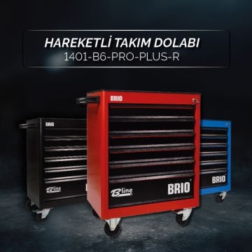 Brio Hareketli Tekerlekli Takım Dolabı Takım Arabası 6 Çekmeceli Kilitli Pro Plus 248 Parça Kırmızı Dolu
