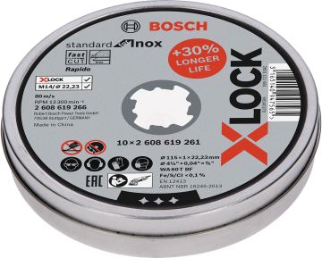 Bosch X-Lock Inox Kesme Diski Standard For Inox Düz 115x22,23x1,0 mm (WA 60 T BF) (10 Adet) - 2608619266