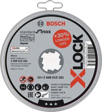Bosch X-Lock Inox Kesme Diski Standard For Inox Düz 115x22,23x1,0 mm (WA 60 T BF) (10 Adet) - 2608619266