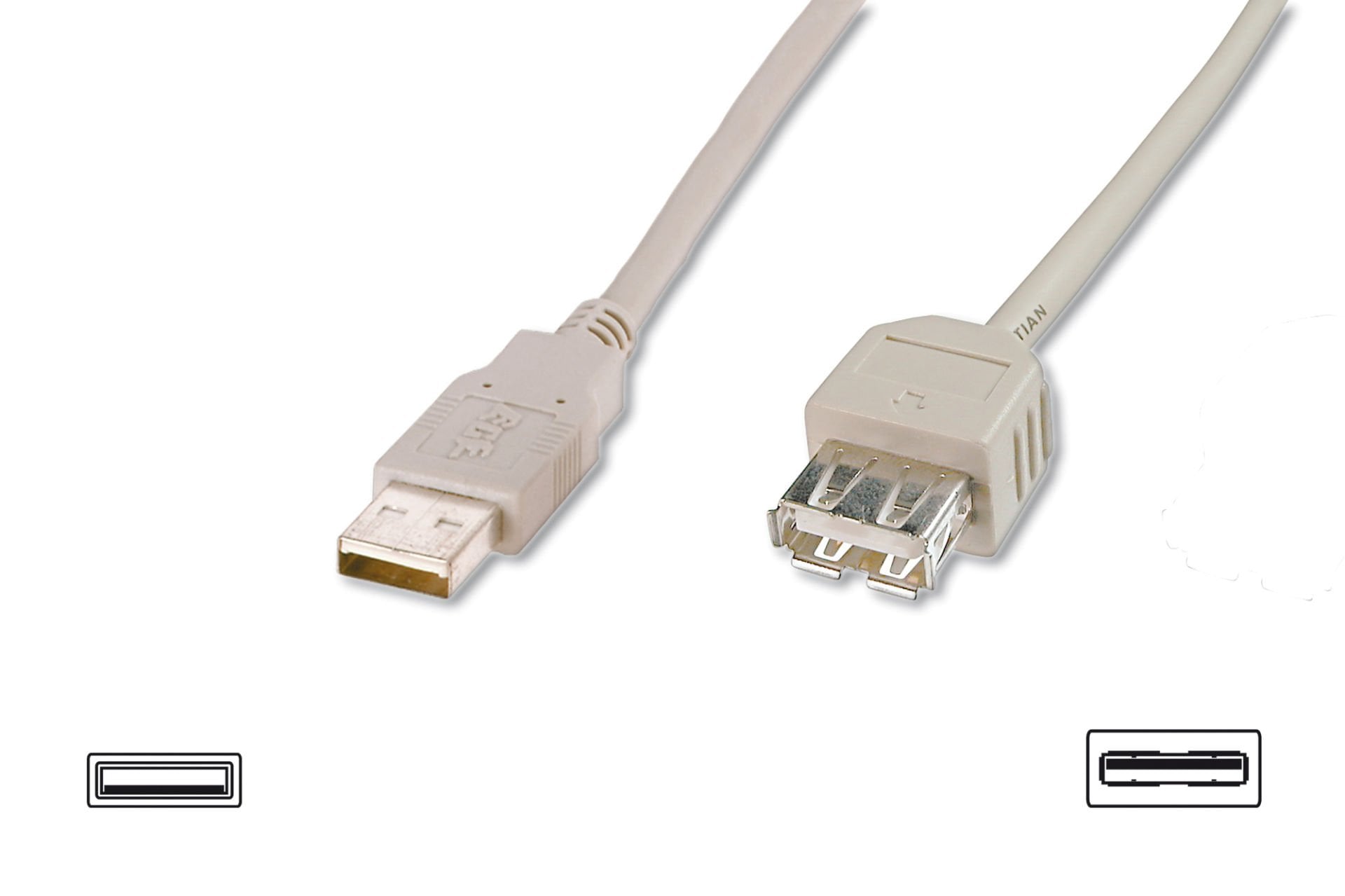 Assmann Usb 2.0 Uzatma Kablosu, Usb A, Erkek - Usb A Dişi, Awg 28, 3 Mt, Usb 2.0 Uyumlu, Ul, Bej Renk