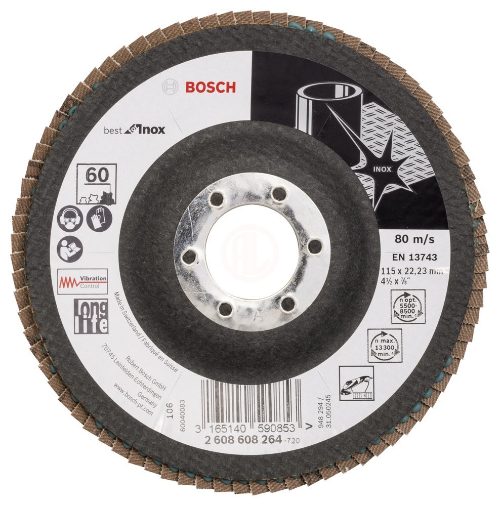 Bosch Zirkon Flap Zımpara Diski X581 Best For Inox Bombeli 115x22,23 mm 60 Kum - 2608608264
