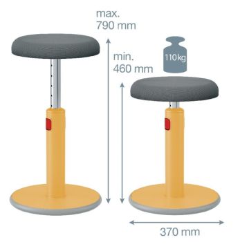 Leitz Ergo Active Ayaklı Tabure 2'Si 1 Arada, Sit Stand Stool, 65180019, Sarı