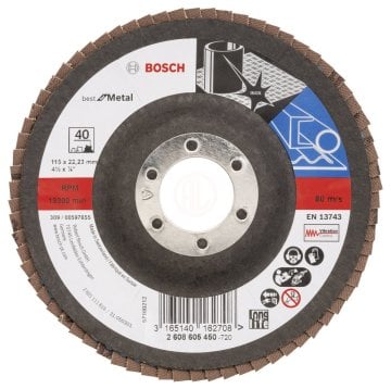 Bosch Zirkon-Alox Flap Zımpara Diski X571 Best For Metal 115x22,23 mm 40 Kum - 2608605450