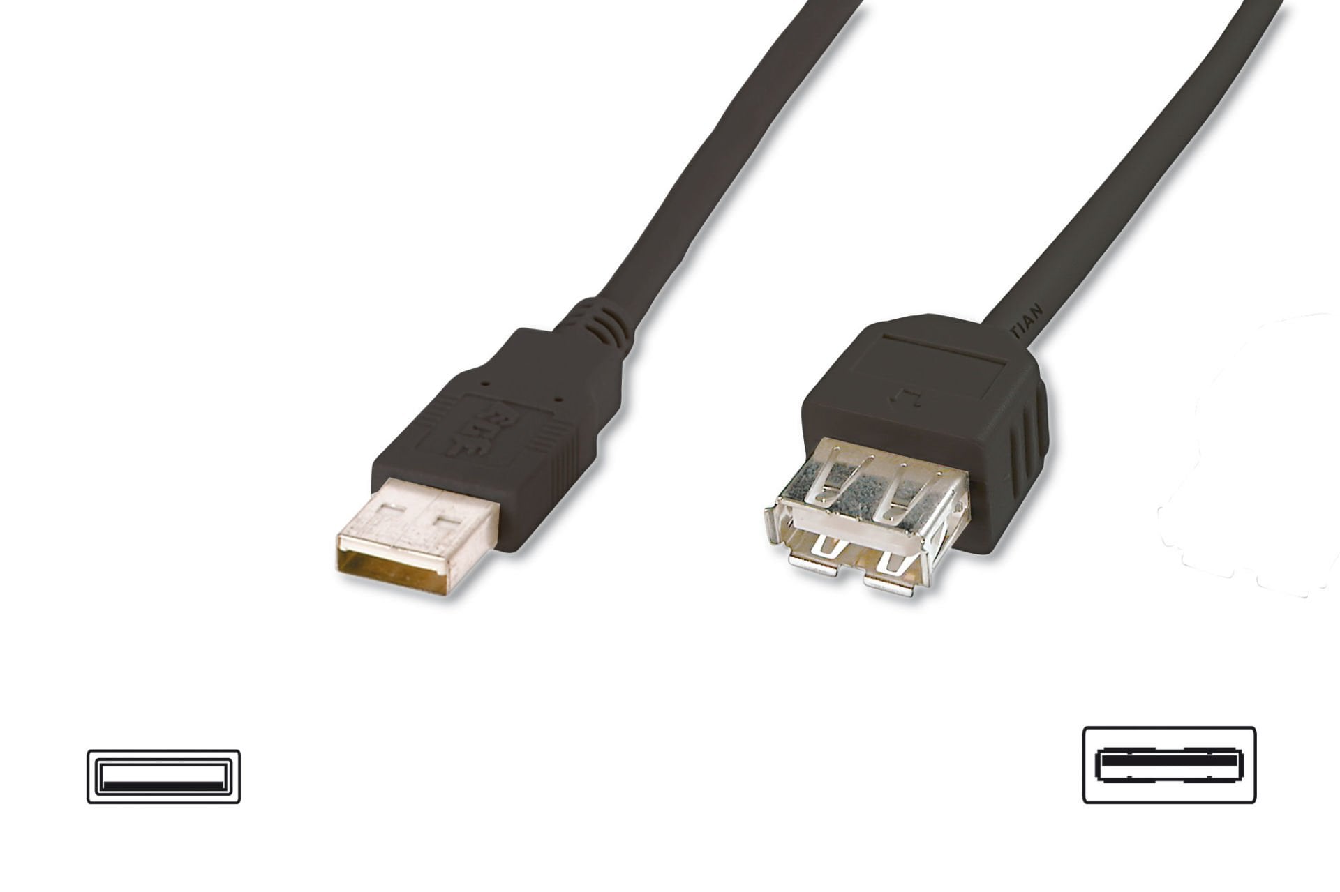 Assmann Usb 2.0 Uzatma Kablosu, Usb A, Erkek - Usb A Dişi, Awg 28, 5 Mt, Usb 2.0 Uyumlu, Ul, Siyah Renk