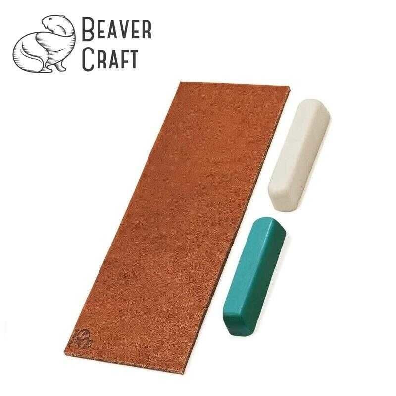 BeaverCraft LS2P11 Deri Bileme Kayışı ve Parlatma Macunu Seti, 3 Parça