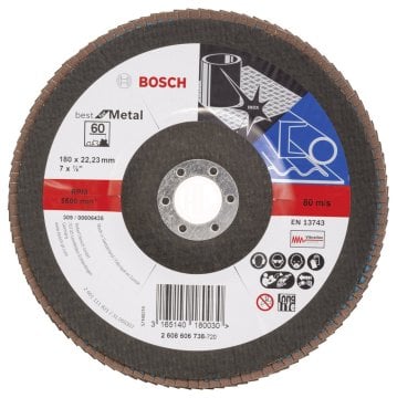 Bosch Zirkon-Alox Flap Zımpara Diski X571 Best For Metal 180x22,23 mm 60 Kum - 2608606738