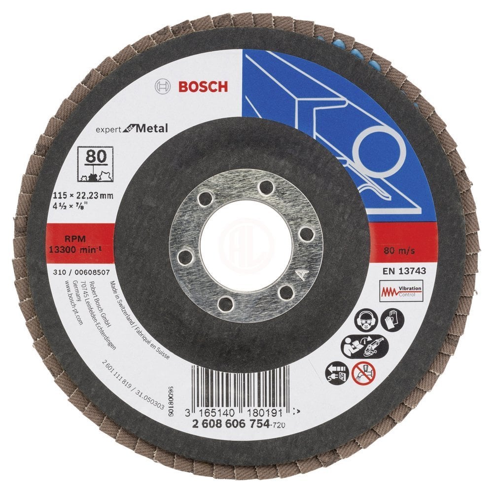 Bosch Zirkon-Alox Flap Zımpara Diski X551 Expert For Metal Bombeli 115x22,23 mm 80 Kum - 2608606754