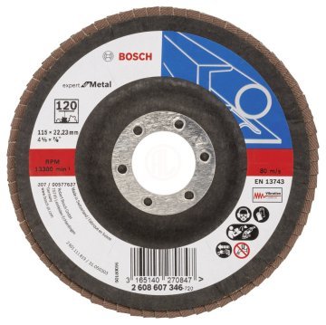 Bosch Zirkon-Alox Flap Zımpara Diski X551 Expert For Metal Bombeli 115x22,23 mm 120 Kum - 2608607346