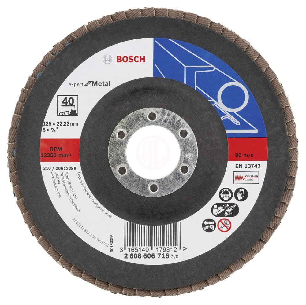 Bosch Zirkon-Alox Flap Zımpara Diski X551 Expert For Metal Bombeli 125x22,23 mm 40 Kum - 2608606716