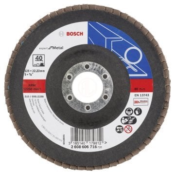 Bosch Zirkon-Alox Flap Zımpara Diski X551 Expert For Metal Bombeli 125x22,23 mm 40 Kum - 2608606716