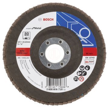 Bosch Zirkon-Alox Flap Zımpara Diski X551 Expert For Metal Bombeli 125x22,23 mm 80 Kum - 2608606718